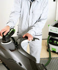 Worker using Platin 2 S1000 Grit 5 Inch 125mm Abrasive Sanding Discs 15 Pack For Ultra Smooth High Gloss Finishes On Solid Surface