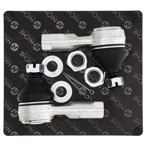 Tie Rod End Kit for Kawasaki Mule 39112-0008 Replacement With M14x1.5 Threaded Rod And Knuckle Side M10x1.25 Fits 2007–2023 Mule 610 XC SX KAF400 4x4 Models, Heavy-Duty OEM Style Upgrade for Reliable Steering and Durability. two tie rod ends with boots, nuts, washers, and cotter pins