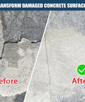 Before and after use of DIY Concrete Crack Filler And Sealant Powder for quick repair on walls and floors.