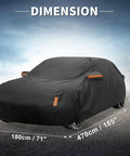 Honda Civic Car Cover Outdoor All Weather 210D PU Heavy Duty Waterproof Windproof With Door Zipper Reflective Warning Bars dimensions