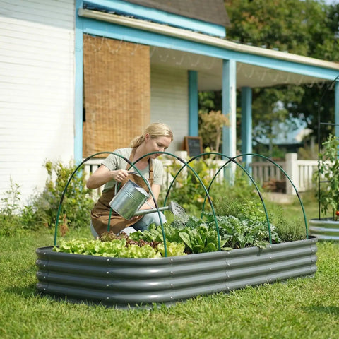 60 Pieces Garden Hoops for Raised Beds and Greenhouses Rust Free Fiberglass Support Hoops for Netting and Shade Cloth DIY Plant Support Easy Install Grow Tunnel Frames Garden Stakes