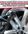 Gloved hand using Wheel Hub Cleaning Tool Set With Five Cleaning Heads For Passenger Cars And Trucks on alloy wheel hub