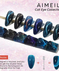 Cat Eye Gel Nail Polish Kit With UV LED Colors Vegan Cruelty Free HEMA Free Gentle On Natural Nails Set Of 6 displayed in different shades