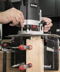 Dead On Mortise And Tenon Jig For Plunge Routers Slick Adjustable Woodworking Jig in use cutting wood with clamps.