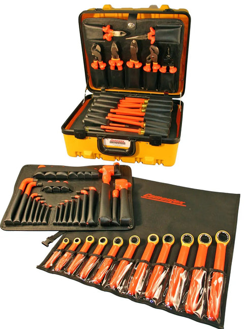 Maintenance And Repair Operations Electrician Super Kit with sixty-piece pro grade set in nylon case open display