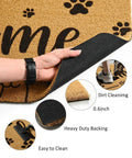 Front Door Mat 17x30 Welcome Mat With Paws Pattern, heavy-duty backing, faux coco coir, non-slip TPR, easy to clean.
