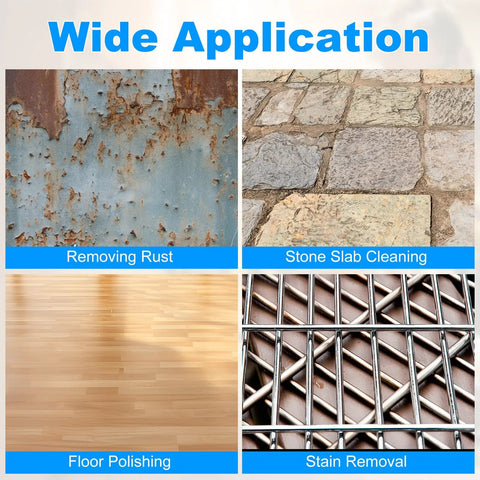 Image showing applications of the 9 Pack Drill Wire Brush Set With One Quarter Inch Hex Shank For Rust Removal And Tough Scrub On Surfaces