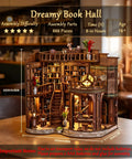 Cozy Chill Book Nook Kit For Adults, DIY Miniature Dollhouse Kit with 3D Wooden Puzzles, 888-piece set with realistic stairs and LED light on display.