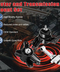 Straight Up Built Tough Three Piece Engine Motor Mount Set For Kia Optima L4 2.4 2011 2015 close-up of motor mounts in black rubber.