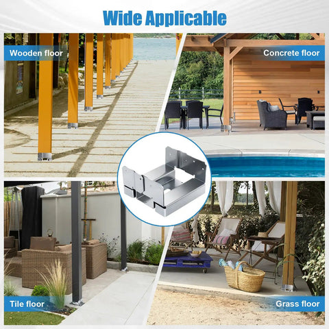 Tough As Nails 6x6 Post Base For Concrete With 1 Inch Standoff, Galvanized Post Anchor Adjustable Bracket For Deck Patio Pergola Gazebo, Rust And Corrosion Resistant, 6 Pack