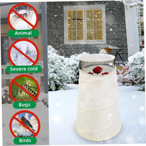 Winter Rose Plant Covers For Frost Protection, Heavy Duty Pop Up Cone Covers With Breathable Top Net, Wind Protection For Rose Bushes, Durable Weather Resistant Fabric Keeps Your Roses Safe Pro Grade Tough As Nails 13x20 Inches; white cone cover for winter roses