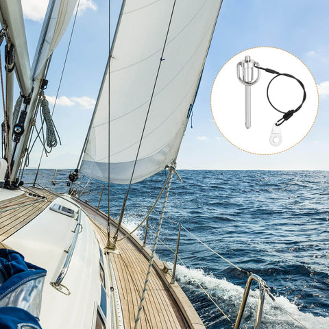 Two Pack 1/4 Inch By 2 Inch Quick Release Pins, Stainless Steel Ball Locking Pins With Ring Handle And Wire, 304 Marine Grade, Silver