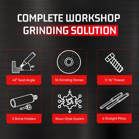 Complete workshop grinding solution for Valve Seat Grinder Stones Kit For Automotive Cylinder Heads Sioux Style Combo.
