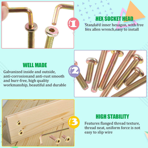 All In One M6 Zinc Plated Furniture Hardware Replacement Kit With 181 Pieces, featuring hex socket cap bolts and assembly tips