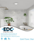 Attic Free Bathroom Exhaust Fan With Bright Built In Light And Three Speed Airflow installed in a modern bathroom ceiling.