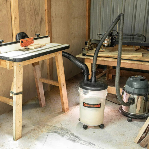 Cyclone Dust Separator Kit For Shop Vac And Dust Collector, 6 Gallon Clear Dust Bucket With Hoses, Reducers, Couplers And Clamps For Easy Debris Capture In The Garage And Woodshop
