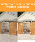 Beefy Heavy Duty 14Ft Exterior Barn Door Hardware Kit For Two Sliding Doors, Wall Mount Track System demonstrating weather resistance