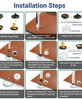 Installation steps of Beefy All In One Heavy Duty Leather Snaps Kit 203 Pieces With 50 Full Sets Half Inch Stainless Steel Fasteners And Installation Tools For Leather Craft Boat Covers Tents And Sewing Marine Grade Rustproof