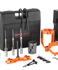 Heavy Duty Drill Press Mortising Attachment With Square Hole Chisel Set And Five Precision Bushings For Woodworkers, kit with drills and bushings.