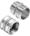 Four Pack Garden Hose Adapters Kit Three Quarter Inch Stainless Steel Double Male and Double Female Swivel Connectors With Washers For Leak Free Water Hose Setup, two adapters