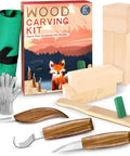 Beginner Friendly Wood Carving Set With 17 Tools Includes 3 Whittling Knives, 9 Basswood Blocks, Safety Gloves, Leather Strop Block
