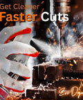 Close-up of gloved hand using Two Pack Gearhead Approved Pro Grade Cutting Oil Fluid for drilling in metal with sparks
