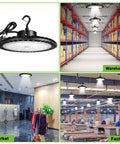 Industrial 200W LED High Bay Light 5000K Bright 15000LM Dimmable 1-10V Shop Light With US Plug Hook ETL Listed Three Pack