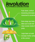 Evolver Tensioning Tool For Tile Leveling And Spacing System Lippage Control, showing vertical tensioning and cap cut-outs.