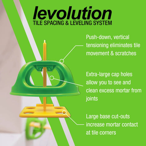 Evolver Tensioning Tool For Tile Leveling And Spacing System Lippage Control, showing vertical tensioning and cap cut-outs.