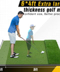 Extra Large 6x4ft Golf Mat For Indoor And Outdoor Practice 31mm Pile High Density Artificial Turf with golfer practicing swing