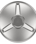 Top view of Bonfire Pellet Adapter For Outdoor Fire Pits Dual Fuel Upgrade, stainless steel extension, 17.3 inch diameter.