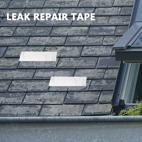 Heavy Duty Waterproof Butyl Tape 10cm By 5m Self Adhesive Aluminum Foil Sealant Tape for roof leak repair, visible on roof tiles.