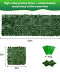 Artificial Ivy Privacy Fence Screen 120x40 Inch Faux Hedge Wall with panel and tie details