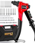 Adjustable Stroke Rivet Gun Kit With Heavy Duty Hand Riveter Includes 200 Aluminum Rivets, 4 Drill Bits, 4 Tool Free Rivet Heads And Sturdy Carry Case For Metal Plastic Leather Projects Perfect For Auto Repair