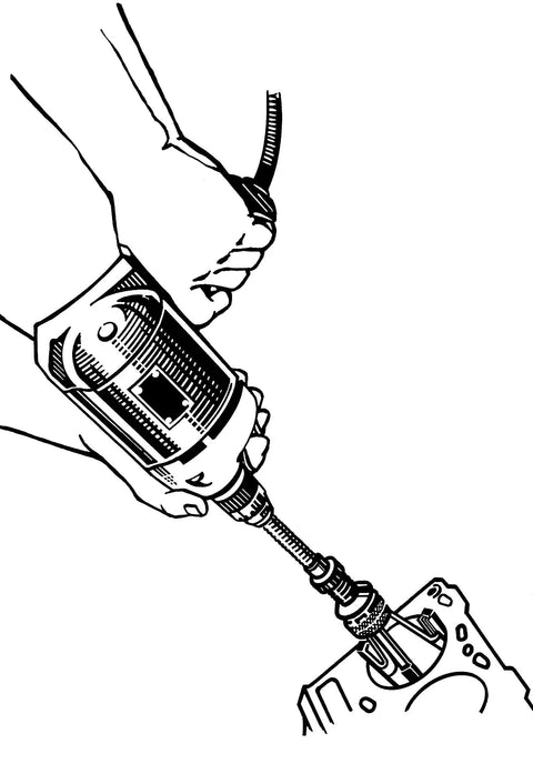 Illustration of stone type glaze breaker for drill use from 2 to 7 inches with adjustable stop collar in action on a surface