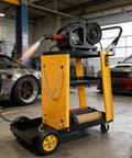 Heavy Duty Multi-Function Welder Trolley For Mig Tig Arc Plasma Cutter With Four Drawer Chest And Safety Chains Moves Effortlessly Across Workshop Floors No Sweat in workshop with tools.