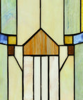Mission Style Stained Glass Window Panel With Hanging Chain Tiffany Design 18 By 25 Inch Multi Colored Glass Art For Living Room