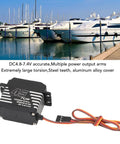 Next Level High Torque Digital RC Servo Motor Featuring Snappy Response And Rugged Steel Gears on a dock with boats.