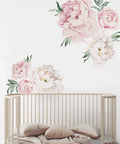 Peony Flowers Wall Sticker In Vintage Pink For Modern Homes Dope Removable And Reusable Floral Wall Art You Can Reposition Made In The USA