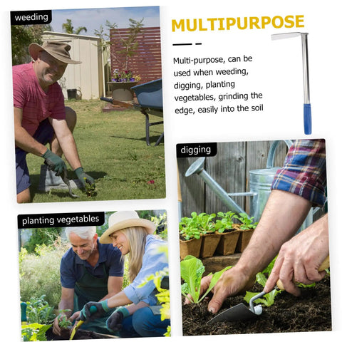 Gardeners using Stainless Steel Gardening Hoe With Anti Skid Rubber Grip Lightweight Yet Sturdy Hand Tool For Quick Weeding.