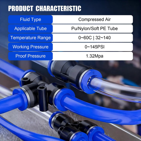 Pro Grade 175 Piece Push To Connect Air Hose Fittings Kit with NPT threads in 1/8 1/4 3/8 and 1/2 inch sizes, close-up view