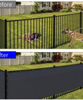Black Privacy Screen Fence Mesh Cover 5ft By 50ft Heavy Duty Shade Net For Outdoor Walls And Yards installed on metal fence