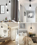 3 Pack Industrial Pendant Lights With Seeded Glass Shades, Black Farmhouse Ceiling Lighting for kitchen, hallway, and bedroom.