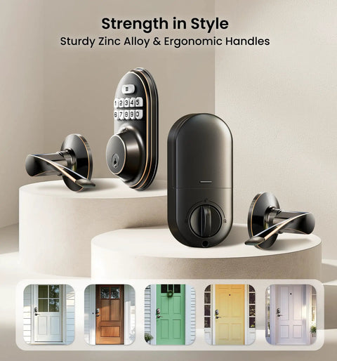 Keyless Entry Door Lock With 2 Lever Handles Electronic Keypad Deadbolt Auto Lock Backlit Keypad Oil Rubbed Bronze