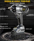 Bare Tool One Half Inch Cordless Impact Wrench, 1110 Ft-Lbs Brushless Motor, No Battery Or Sockets Included, side view