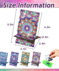 4 Pack Large Mandala Diamond Painting Phone Stand Kit 5.5 Inch DIY Full Drill Crystal Diamond Art Phone Holder Bling Craft Set