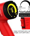 Close-up of Beast 2000W Heat Gun with Dual Speed Airflow and Adjustable Temperature dial showing variable control features.