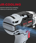 Air-cooling feature of the 20V Cordless Compact Impact Wrench Kit With 1/2 Inch And 1/4 Inch Chucks, Brushless Power Wrench Gun.