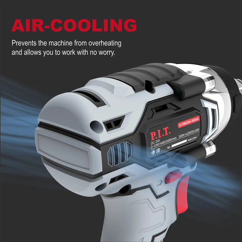 Air-cooling feature of the 20V Cordless Compact Impact Wrench Kit With 1/2 Inch And 1/4 Inch Chucks, Brushless Power Wrench Gun.