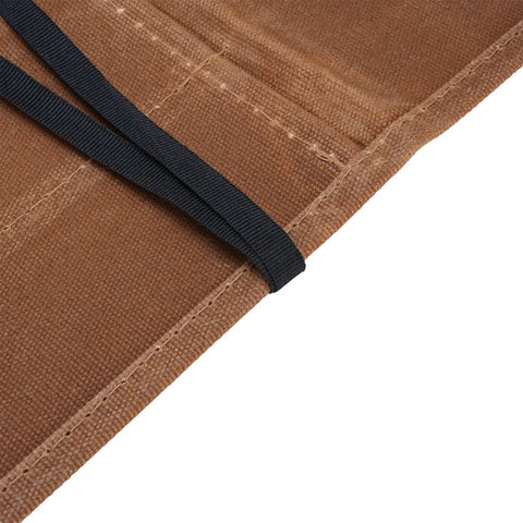 Detail of Seven Slot Waxed Canvas Chef Knife Roll Bag For Outdoor Camping And Travel Durable Knife Case showing compartments